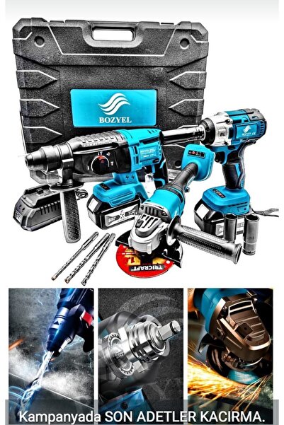 bozyel 3'lü Set Matkap (SOMUN SÖKME HİLTİ MATKAP)2 Adet Akülü-çelik Otomatik Mandrenli