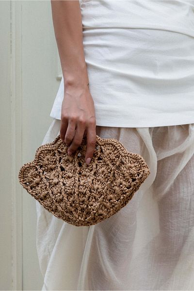 NİŞANTAŞI SHOES Made Tan Knitted Chain Strap Detail Women's Handbag