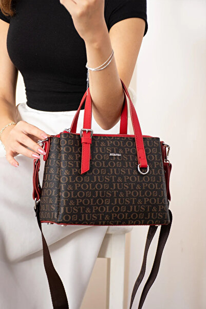 Just Polo Women's Blue 5 Compartment Embossed Printed Hand and Shoulder Bag 4...