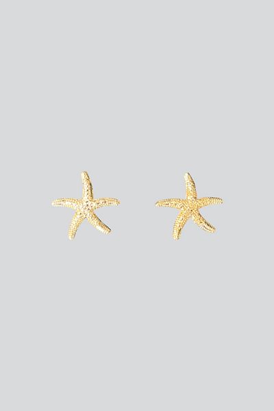 stravis Gold Color Starfish Earrings