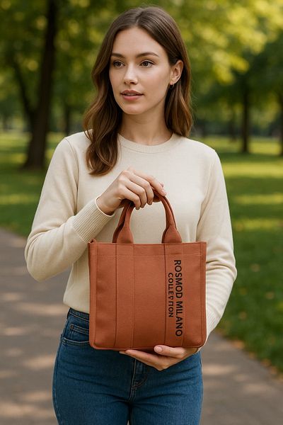 ZİVORA Women's Canvas Cross Strap Zippered Tote Hand and Shoulder Bag