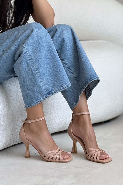 NİŞANTAŞI SHOES Beloved Nude Matte Ankle Strap Women's Heeled Shoes