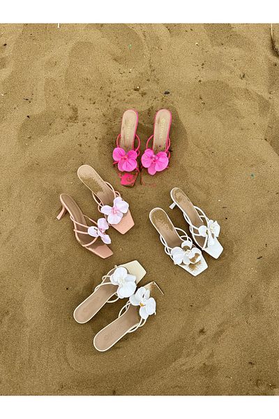 Letafia White Flower Detailed Jena Slippers