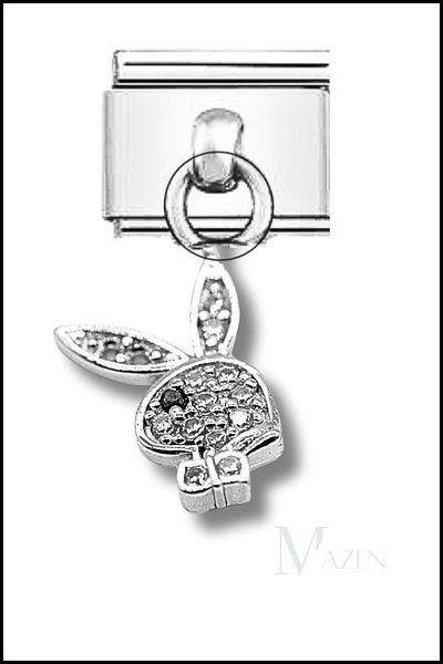 MAZEN Playboy Dangle Italian Bracelet Charm Steel 9 mm Charm