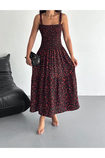 MaxiMor Rochie de damă Gipeli cu bretele până la podea țesătură viscoză 125 cm