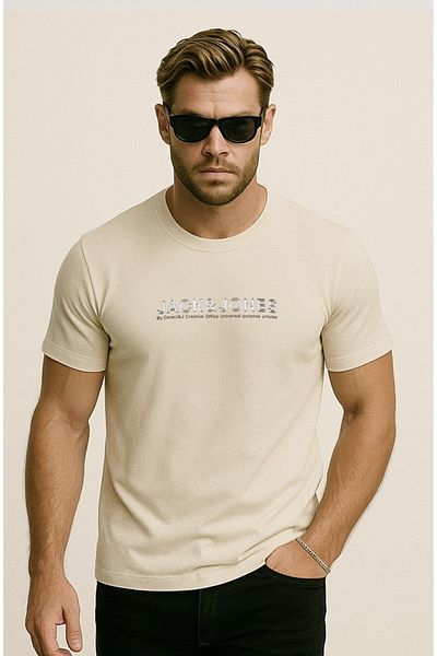 Jack & Jones Μπλουζάκι με τυπωμένο λογότυπο Crew Neck Sweet Corn