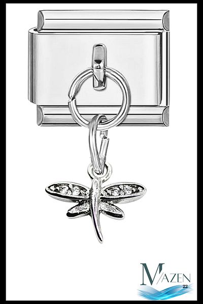 MAZEN 1 Piece Dragonfly Dangle Italian Steel Bracelet Charm