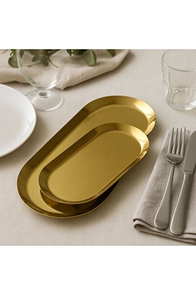 Kitchen Line Metal Presentation-Catering Plate Stainless Steel Set of 2