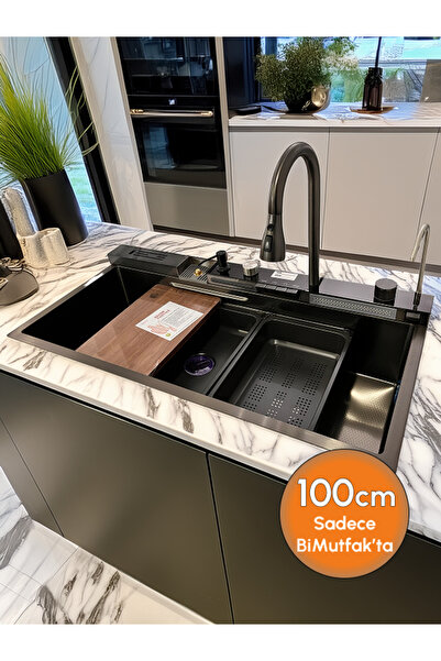 GL GENERAL 100*50cm Dijital Göstergeli Fonksiyonel Çelik Eviye Seti