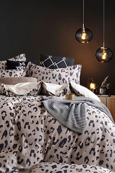 İQON Вталени чаршафи Комплект пликове за завивки Double Leopard Brown