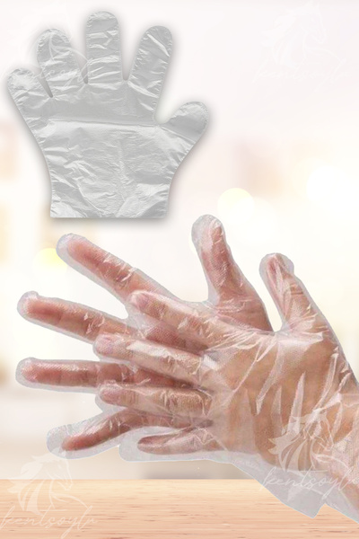 Kentsoylu PE Şeffaf Tek Kullanımlık Şeffaf Kullan At Eldiven 100 Adet