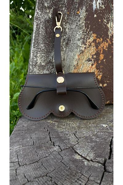 Atölyezümra Hanging Glasses Case Circle Model (Dark Brown)
