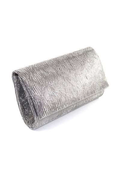 KEEBA The Fabric with the Laser Waves. Platinum Evening Dress Bag. Women's Evening Dress Bag Evening Dress Bag Platinum. Metallic Invitation Case