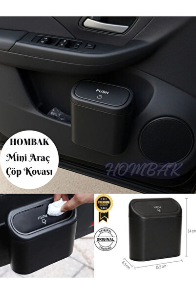 Hombak سلة المهملات للسيارة، منظم محمول داخل السيارة، سلة المهملات مع غطاء دفع