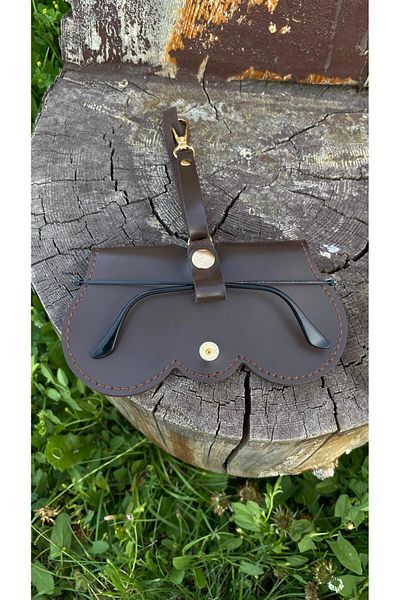 Atölyezümra Hanging Glasses Case Circle Model (Dark Brown)