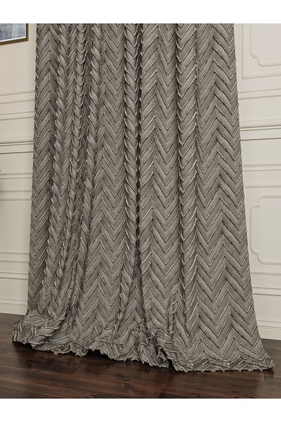 OnyxHome Bianca Linen Bearded Fundație Cortina ANTRACITĂ GRI (Fără Pile)