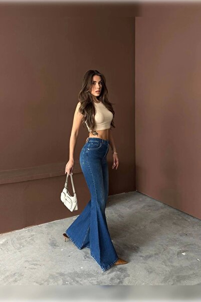 Harmony Extra Geniş Paça Yüksek Bel Likralı İspanyol Jeans