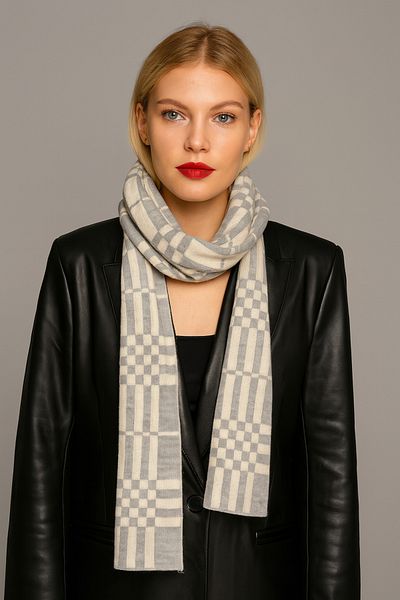 Sebir Moda Knitted Checkered Knitwear Scarf