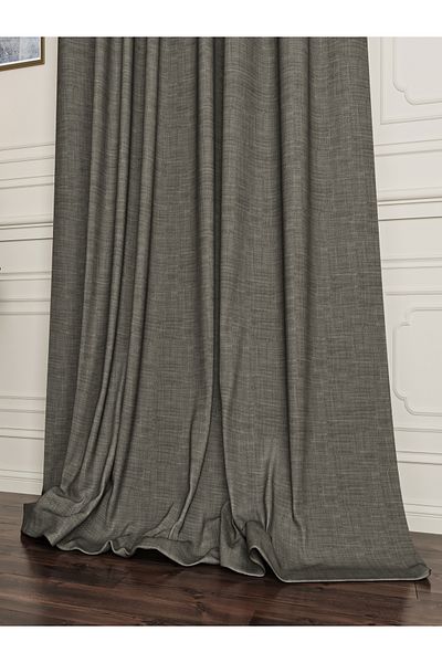 OnyxHome Balat Linen - Perdele opace neagră, antracit fără pliuri