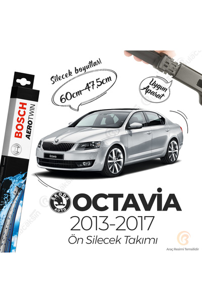 Bosch Aerotwin Muz Silecek Takımı Skoda Octavia 2013-2017 ile uyumlu