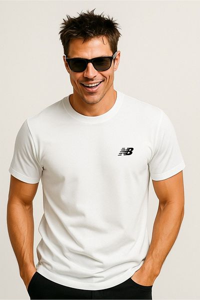 New Balance Tricou alb pentru bărbați Nb Classic Basic Logo