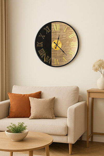 Mgs DUVAR SAATİ GLORYA BLACK BRONZ AYNALI ROMA RAKAMLI DUVAR SAATİ