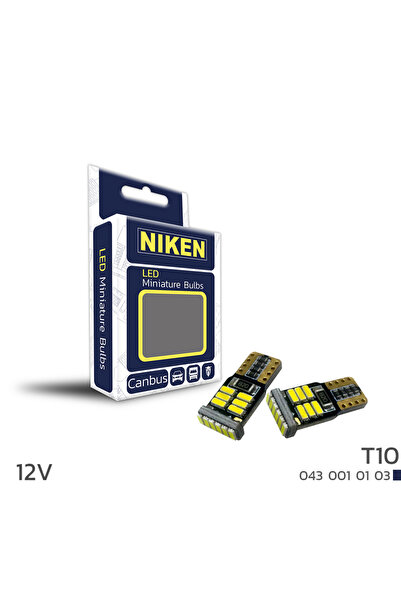 Niken 12V T10 Dipsiz Ampul 18 Led'li 2’li SET - Beyaz Işık