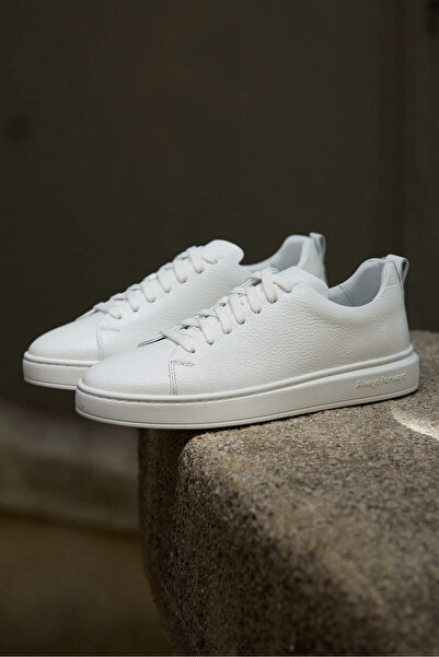 Vantaggio Atlas Beyaz %100 Hakiki Deri Bağcıklı Erkek Sneaker Ayakkabı