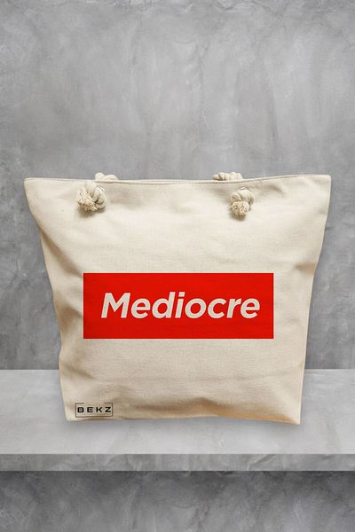 BEKZ Geanta de plaja, model Mediocre, 40x51 cm, Crem, BEKZ®