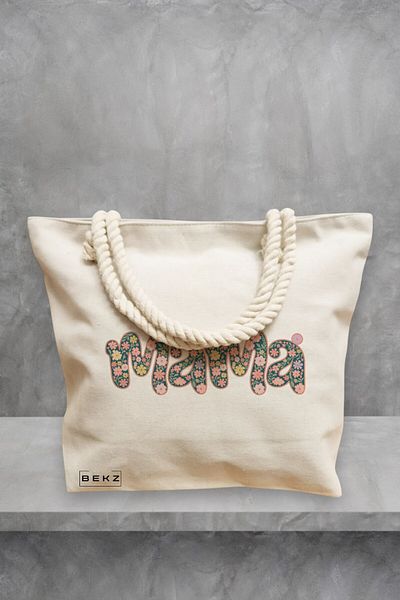 BEKZ Geanta de plaja, model Mama 2, 40x51 cm, Crem, BEKZ®