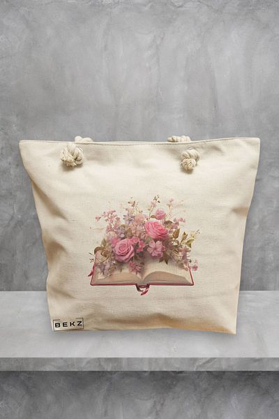 BEKZ Geanta de plaja, model Books 11, 40x51 cm, Crem, BEKZ®
