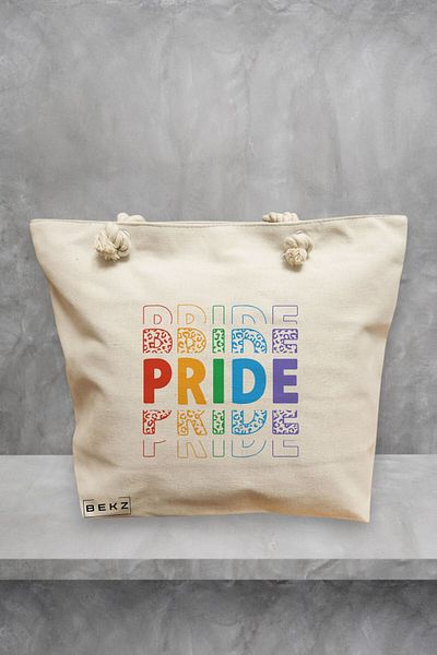 BEKZ Geanta de plaja, model Pride 1, 40x51 cm, Crem, BEKZ®