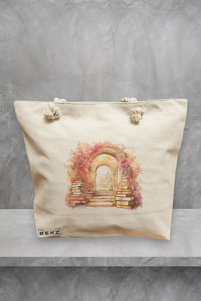BEKZ Geanta de plaja, model Books 32, 40x51 cm, Crem, BEKZ®