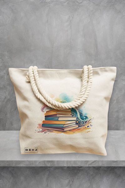 BEKZ Geanta de plaja, model Books 28, 40x51 cm, Crem, BEKZ®