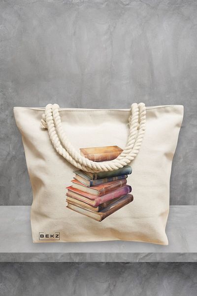 BEKZ Geanta de plaja, model Books 26, 40x51 cm, Crem, BEKZ®
