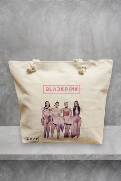 BEKZ Geanta de plaja, model Blackpink 3, 40x51 cm, Crem, BEKZ®