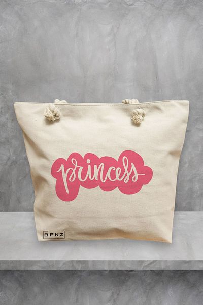 BEKZ Geanta de plaja, model Princess, 40x51 cm, Crem, BEKZ®
