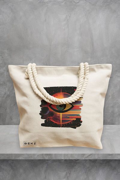 BEKZ Geanta de plaja, model Celestial Eye 20, 40x51 cm, Crem, BEKZ®