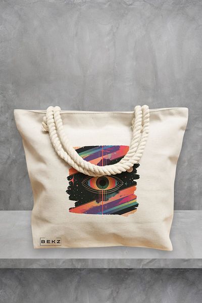 BEKZ Geanta de plaja, model Celestial Eye 11, 40x51 cm, Crem, BEKZ®