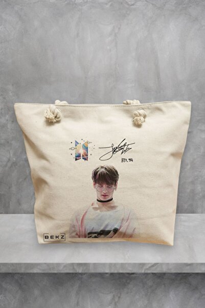 BEKZ Τσάντα θαλάσσης, μοντέλο BTS Jungkook 2, 40x51 cm, Κρεμ, BEKZ®