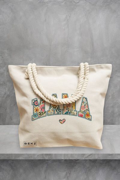 BEKZ Geanta de plaja, model Mama 3, 40x51 cm, Crem, BEKZ®
