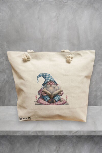 BEKZ Τσάντα θαλάσσης, μοντέλο The Bookish Gnome 13, 40x51 εκ., Κρεμ, BEKZ®