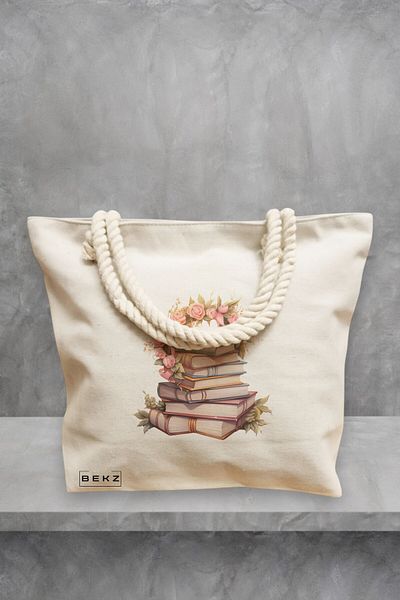 BEKZ Geanta de plaja, model Books 44, 40x51 cm, Crem, BEKZ®