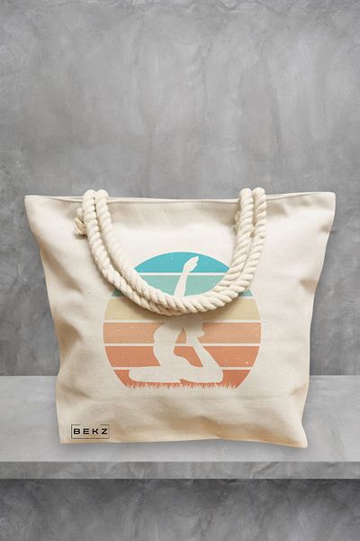 BEKZ Geanta de plaja Yoga 8, 40x51 cm, Crem, BEKZ®