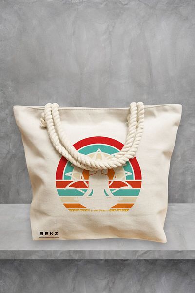 BEKZ Geanta de plaja Yoga 18, 40x51 cm, Crem, BEKZ®