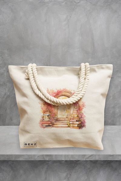 BEKZ Geanta de plaja, model Books 32, 40x51 cm, Crem, BEKZ®