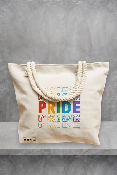 BEKZ Geanta de plaja, model Pride 1, 40x51 cm, Crem, BEKZ®