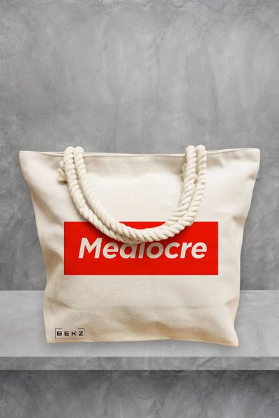 BEKZ Geanta de plaja, model Mediocre, 40x51 cm, Crem, BEKZ®