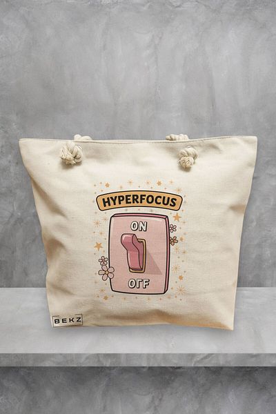 BEKZ Geanta de plaja, model Hyperfocus ON, 40x51 cm, Crem, BEKZ®