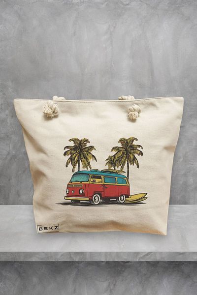 BEKZ Geanta de plaja, model Summer vibes 3, 40x51 cm, Crem, BEKZ®